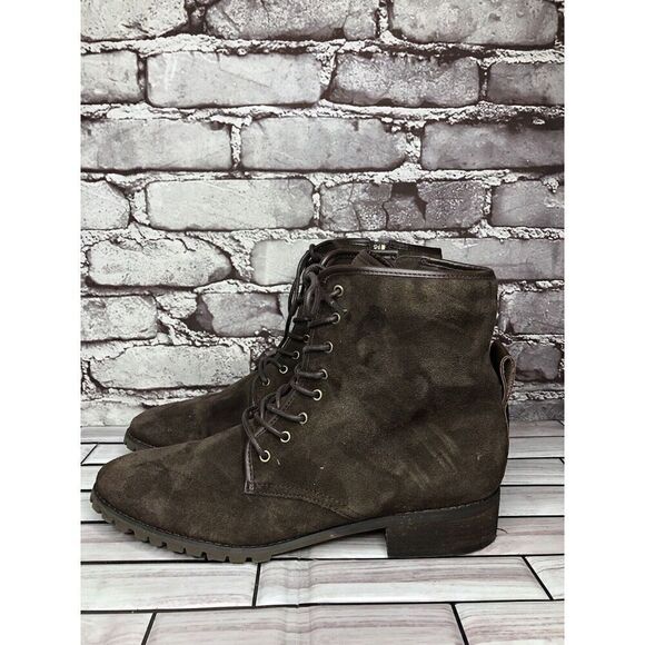 Blondo Brown Suede Leather Waterproof Ankle Lace Up Side Zip Boots Women Sz 10M - Picture 1 of 16